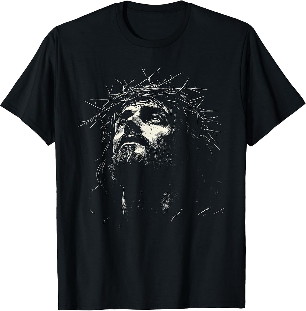 Vintage Face of Jesus Portrait with Crown Tee