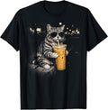 Funny Raccoon Drinking Coffee Funny Animal Tee