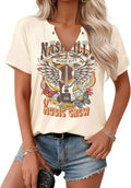 Country Music Shirts for Women V Neck Rock Band Tshirt Vintage Graphic Concert Graphic Short Sleeve Top