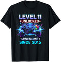 Level 11 Unlocked Awesome Since 2015 11th Birthday Boy Gamer T-Shirt