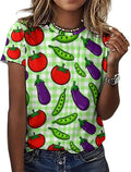 Women's Y2K Short Sleeve T-Shirts Round Neck 3D Printed Tees Tops