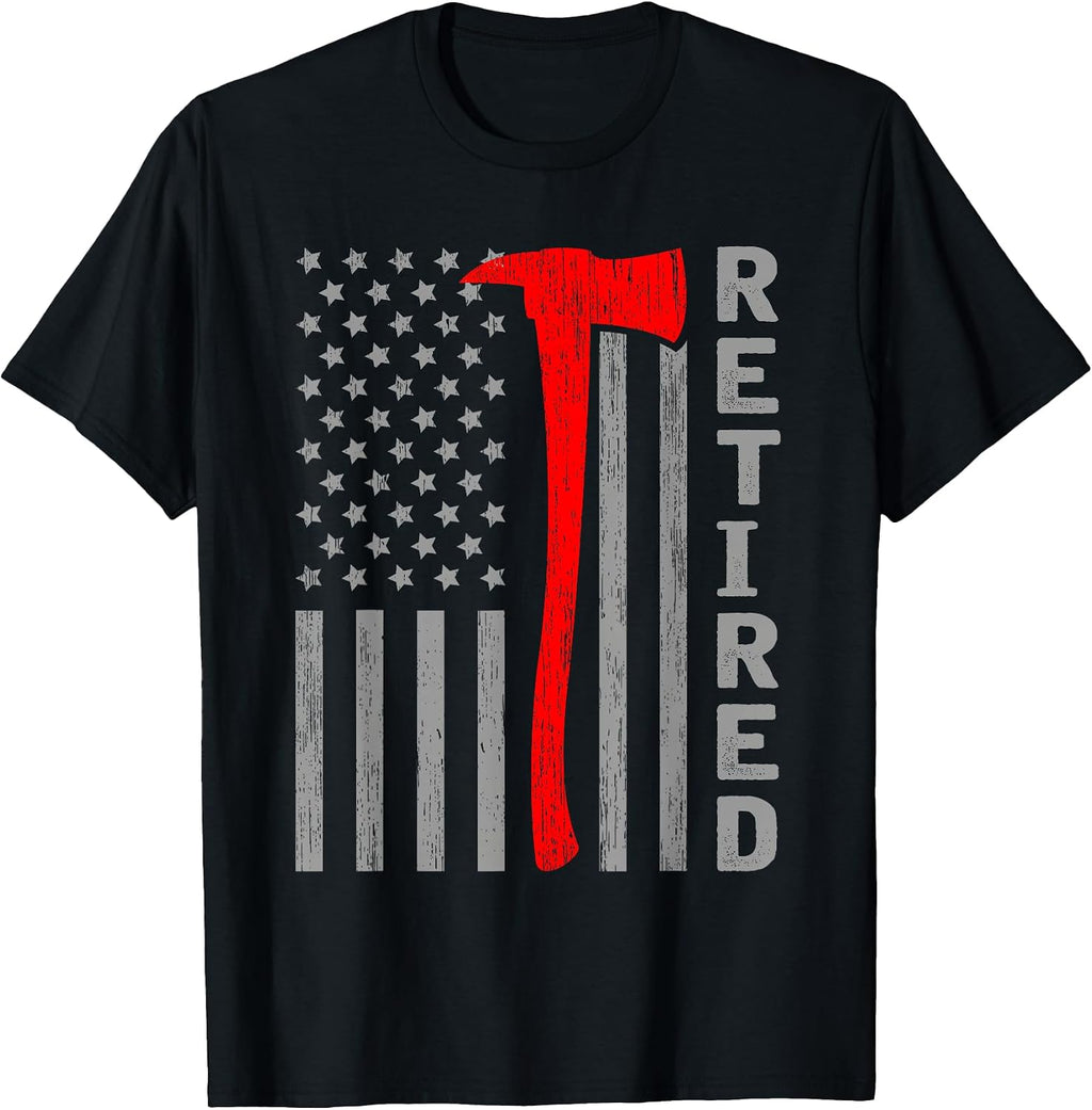 Funny Retired Firefighter USA Flag Fireman Retirement Outfit T-Shirt