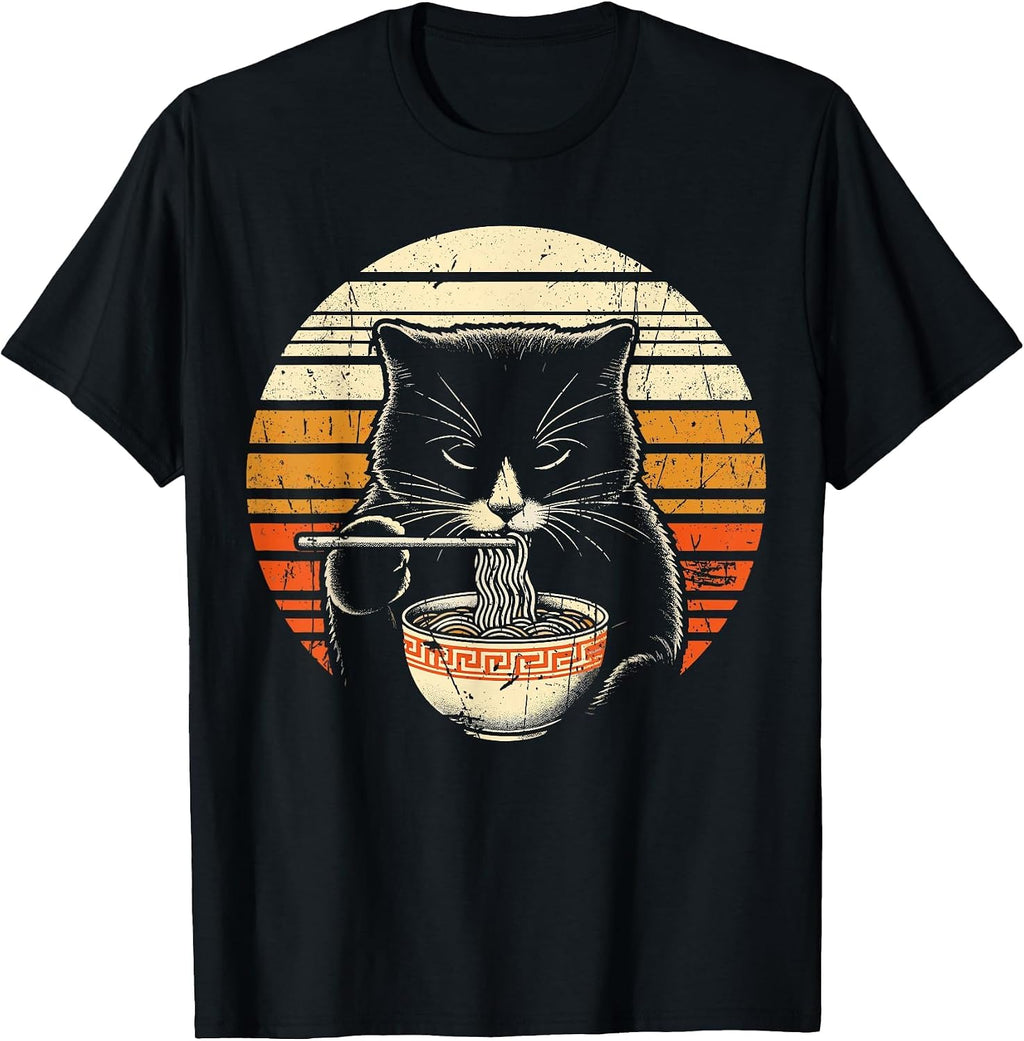 Retro Japanese Noodles Anime Ramen Cat