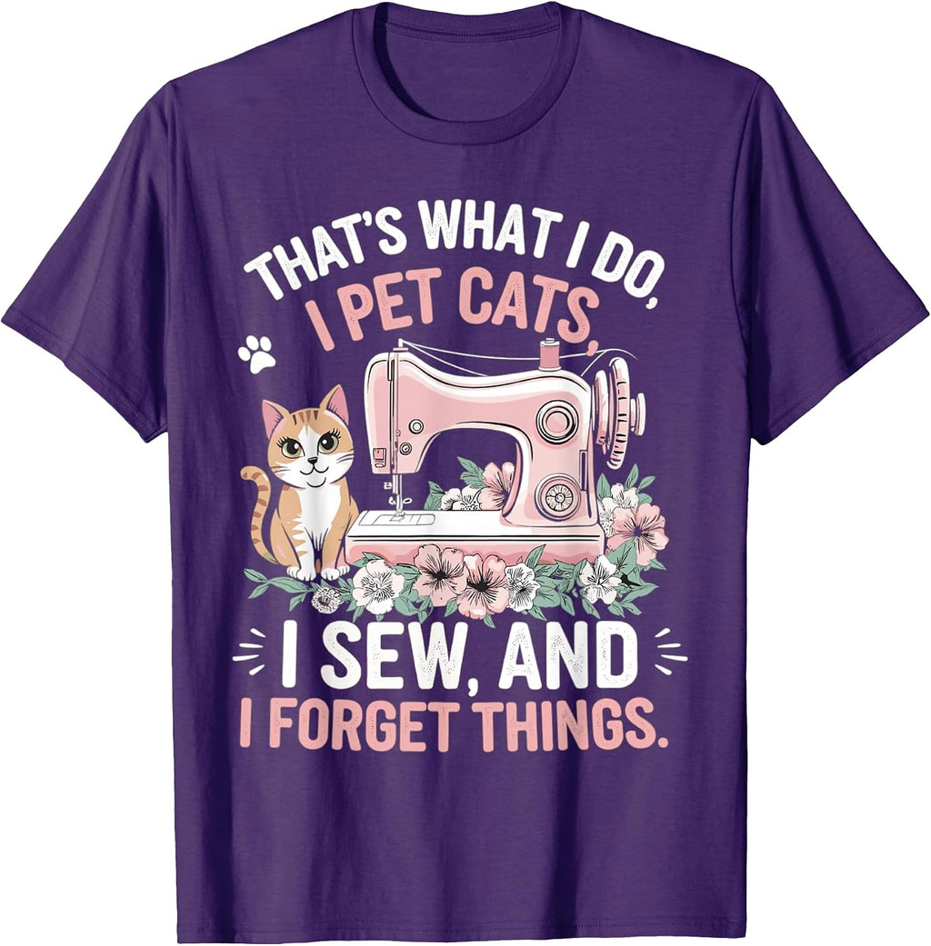 Funny Sew Quilting Woman Cat