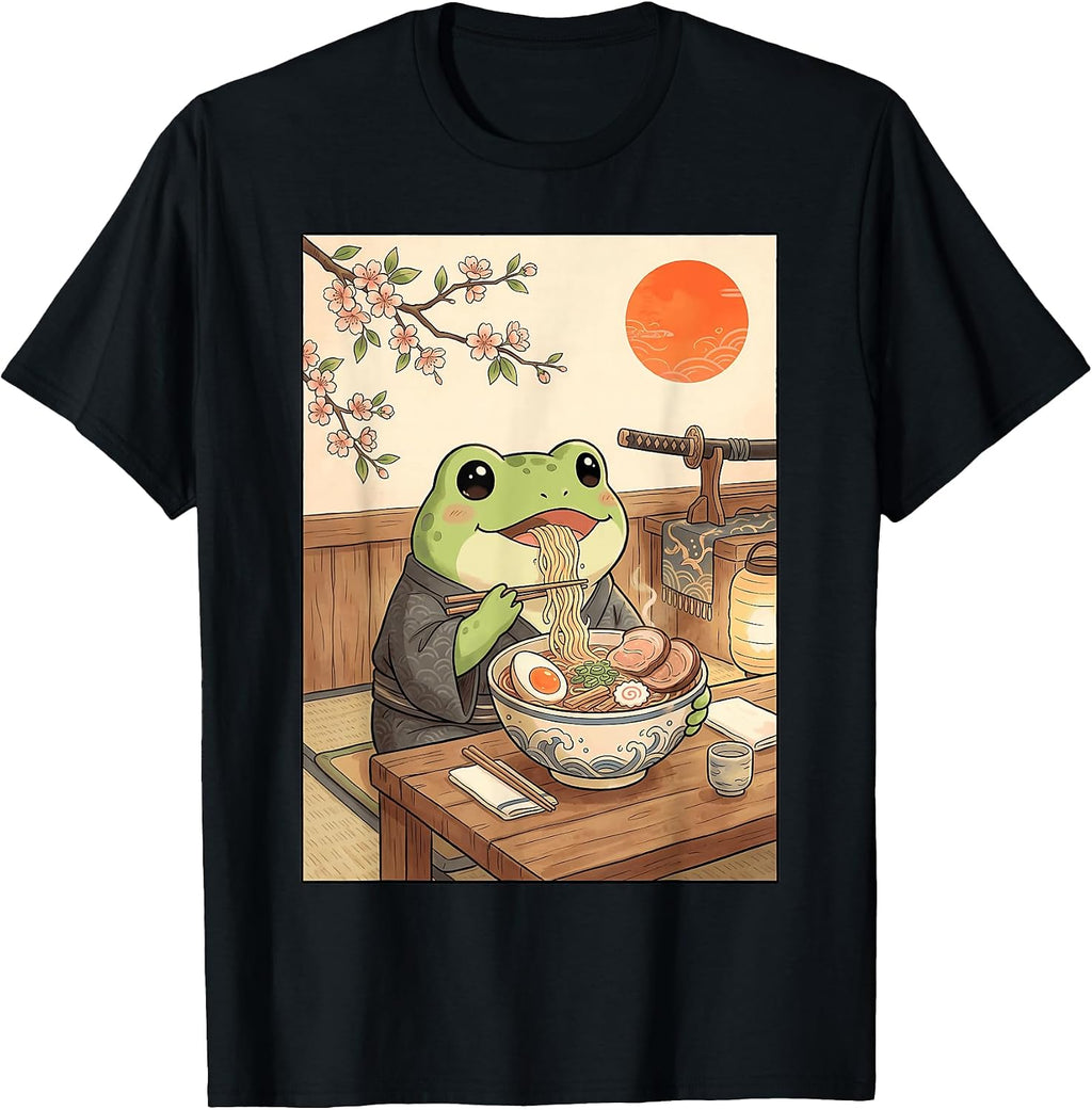 Cute Kawaii Frog Eating Ramen Noodles Designs