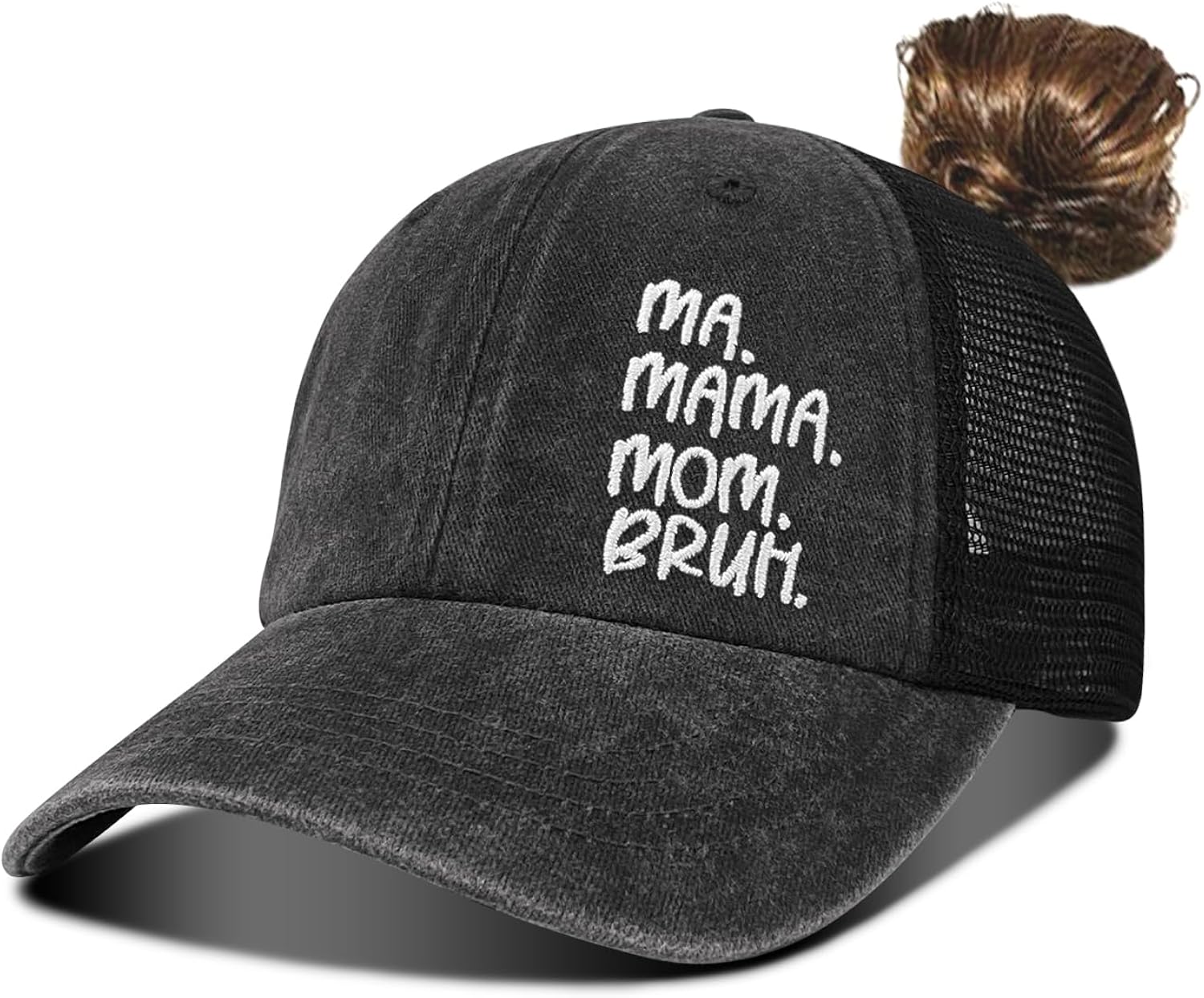 Boy Mom Embroidered Ponytail Hat,Boy Mom Gifts,Vintage High Ponytail Baseball Hats for Women