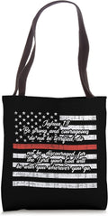 Firefighter Joshua 1 9 Quote Shirt US Flag Thin Red Line Tote Bag