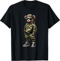 Camo Hip Hop Teddy Bear Cool Rapper Streetwear Graphic T-Shirt
