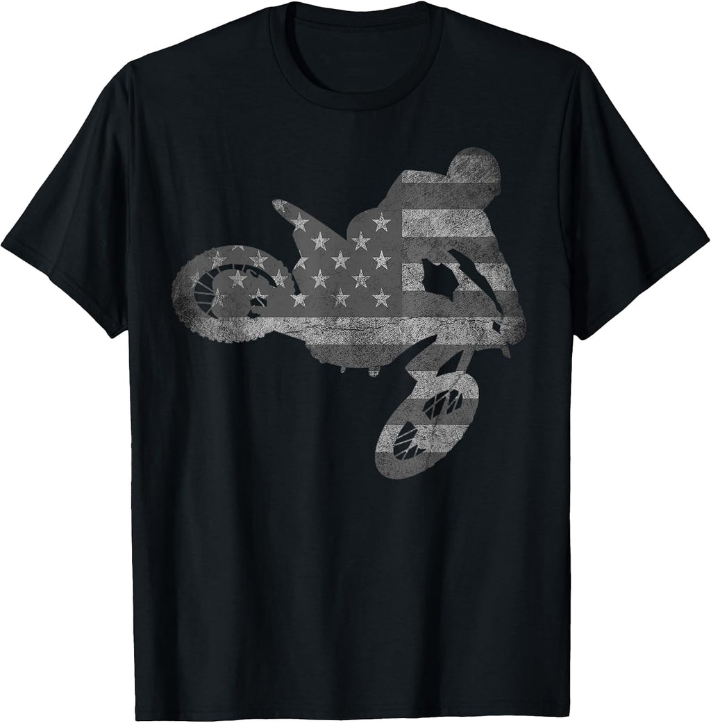 Motocross Dirt Bike Enduro American Flag Shirts