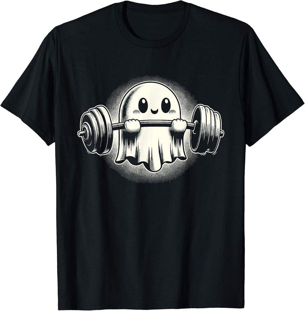 Cute Paranormal Workout Ghost Lifting Dumbbells
