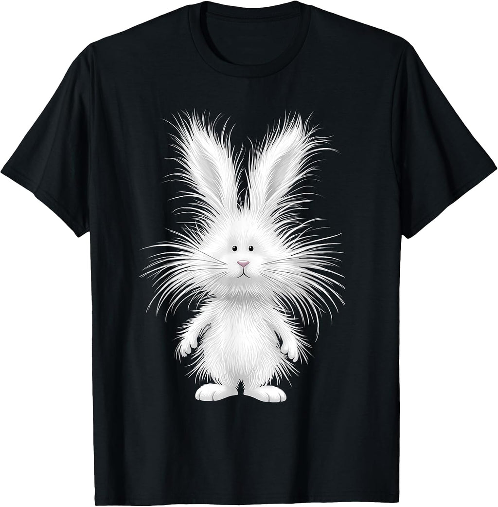Funny Fluffy Bunny with Wild Fur Cute Rabbit Art T-Shirt
