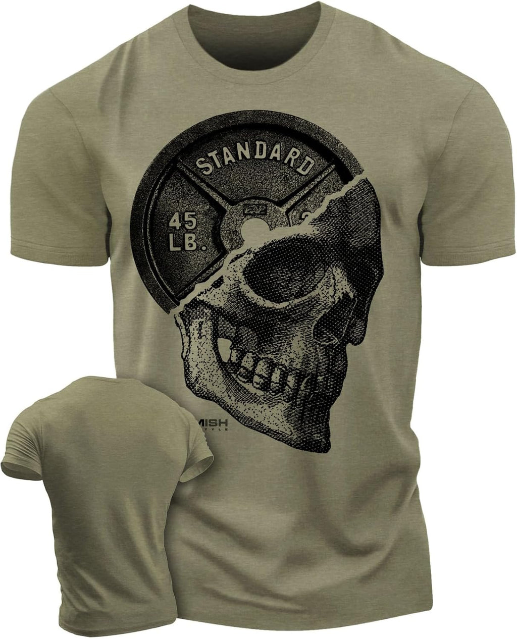Skull Plate Gym Shirt, Work Out Deadlift Skull T-Shirt for Men