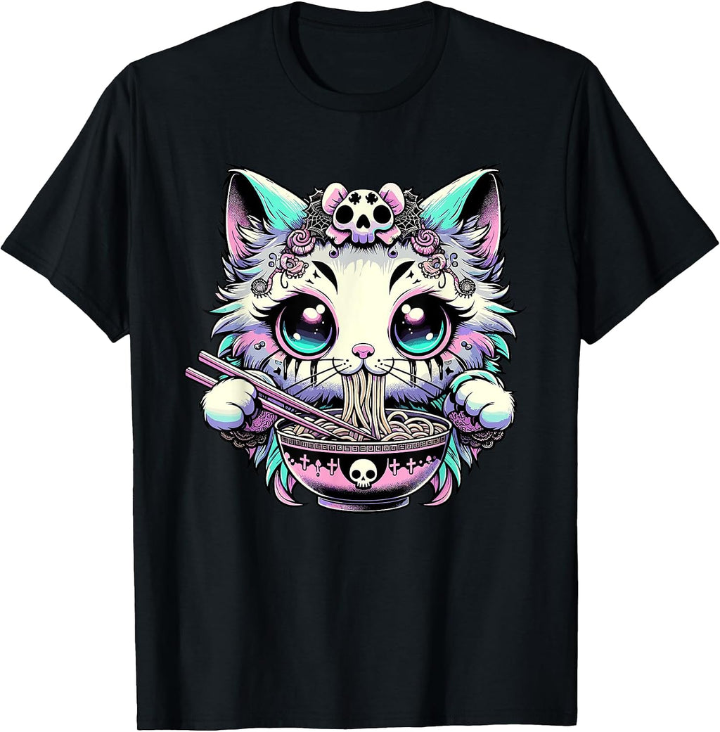 Japanese Anime Black Cat Graphic Tees Women Girls