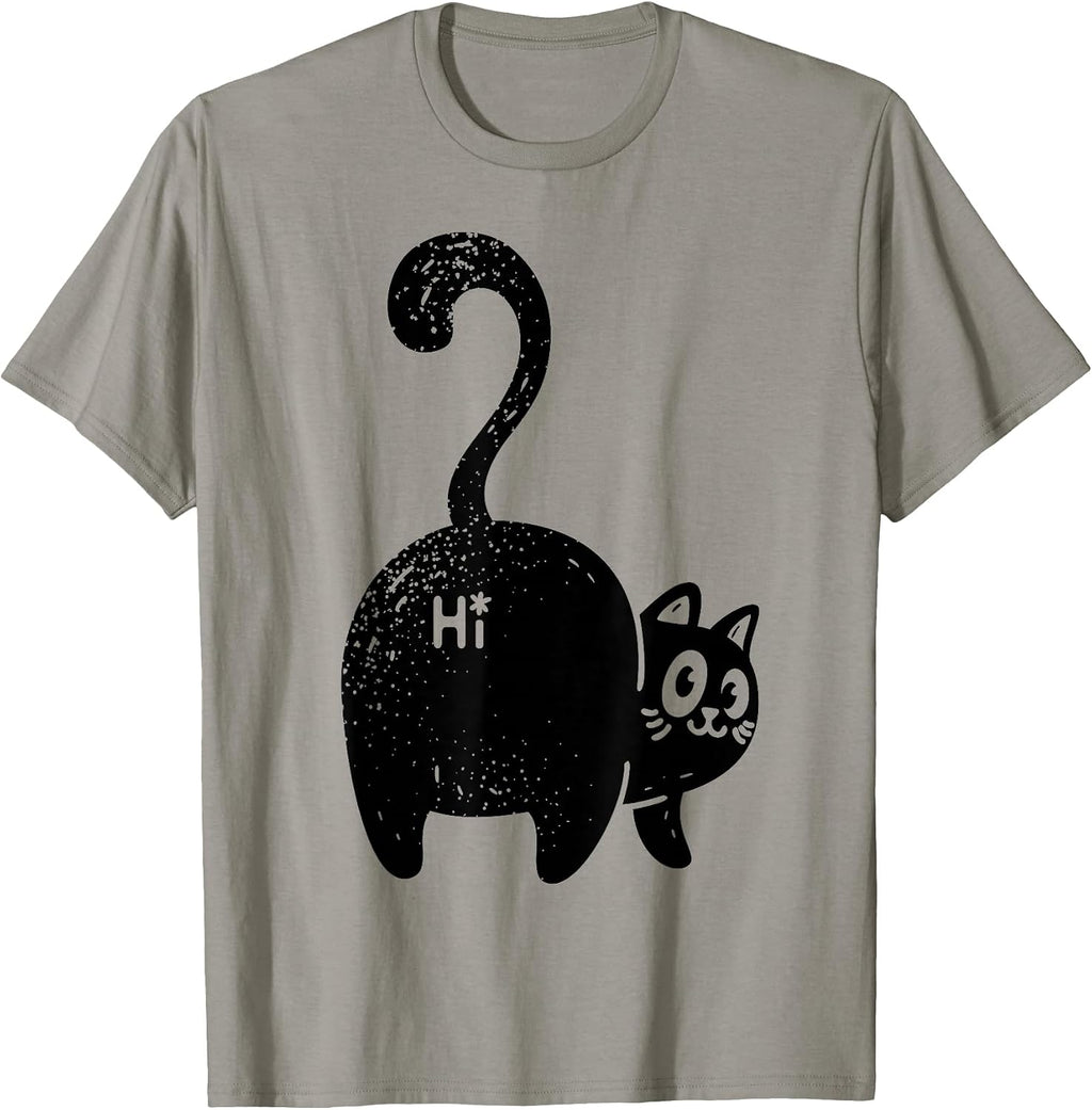 Hi Black Cat butt Funny shirts gift