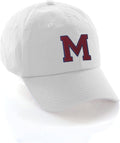 Customized Letter Intial Baseball Hat A to Z Team Colors, White Cap Blue Red