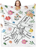 XINLING Custom Mothers Day Blankets Gifts for Mom,Personalized Blanket with Kids Names,Customized Flannel Throws Blankets Birthday Gifts for Grandma Mother Wife (5 Names)
