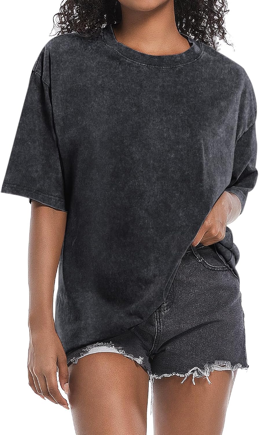 Oversized Grunge Vintage t Shirts for Women Short Sleeve Cotton Casual Baggy Tees Teens Trendy Crew Neck Loose Tops