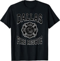 Retro Black Dallas Fire Department Flag Texas Firefighter T-Shirt