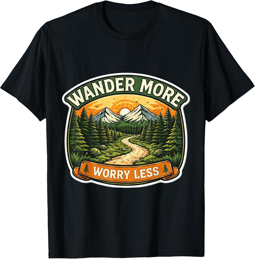 Wander More Worry Less Hiking Trekking Hiker Merch
