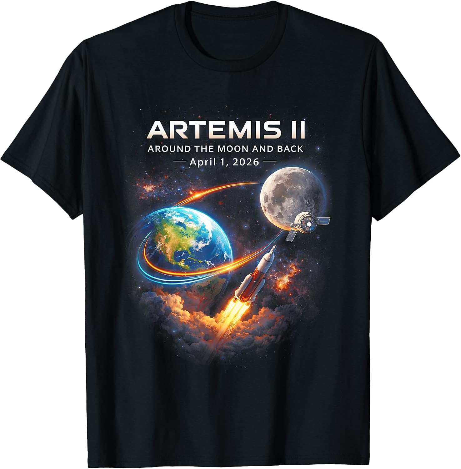 Artemis II Rocket Space Launch Back to The Moon Mission 2026 T-Shirt