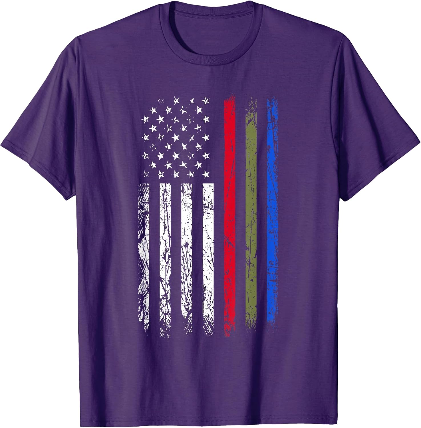 Thin Red Green Blue Line Flag Police Firefighters Military T-Shirt