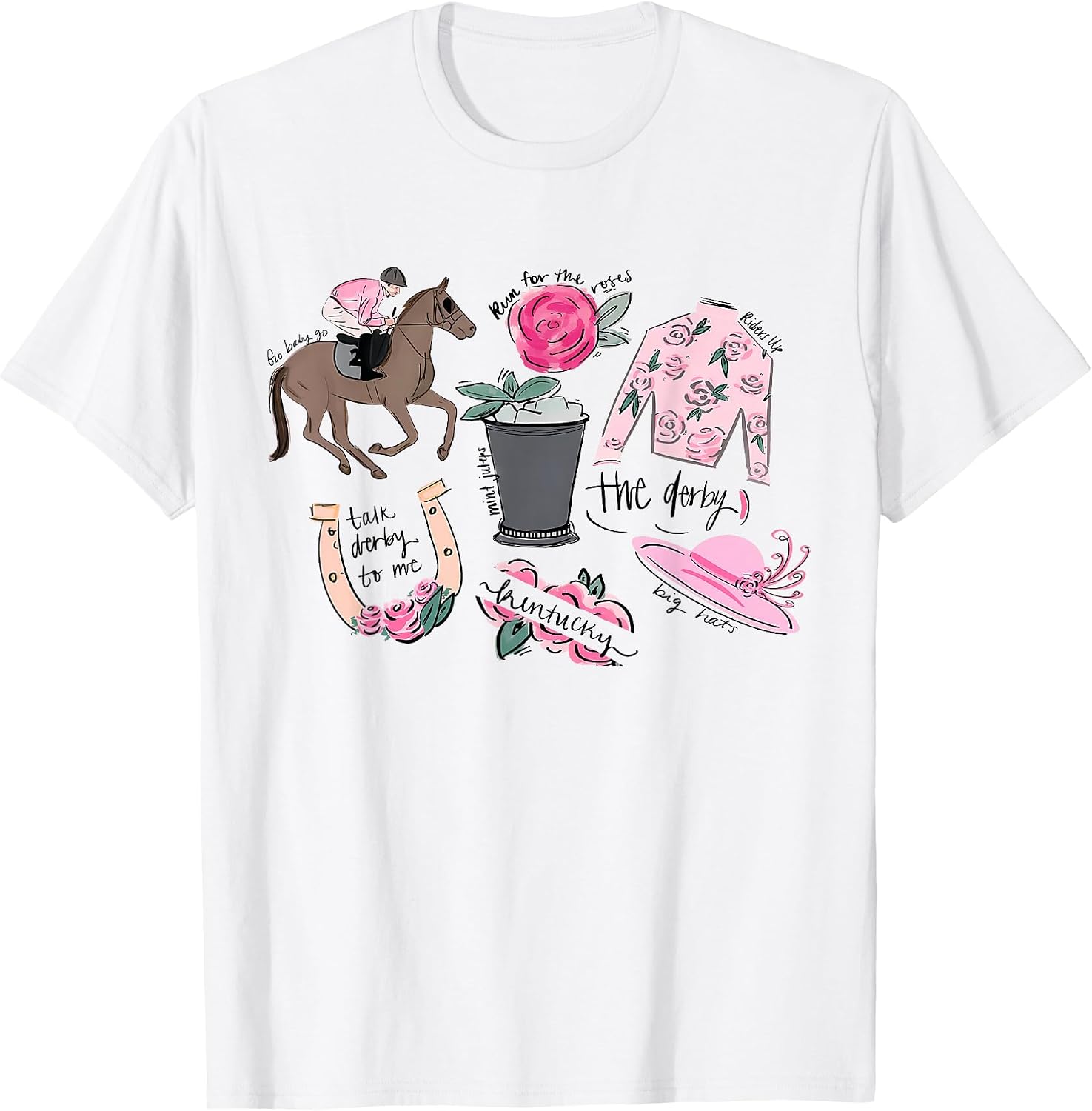 Horse Racing Doodles Derby Day Funny Silks Jockey T-Shirt