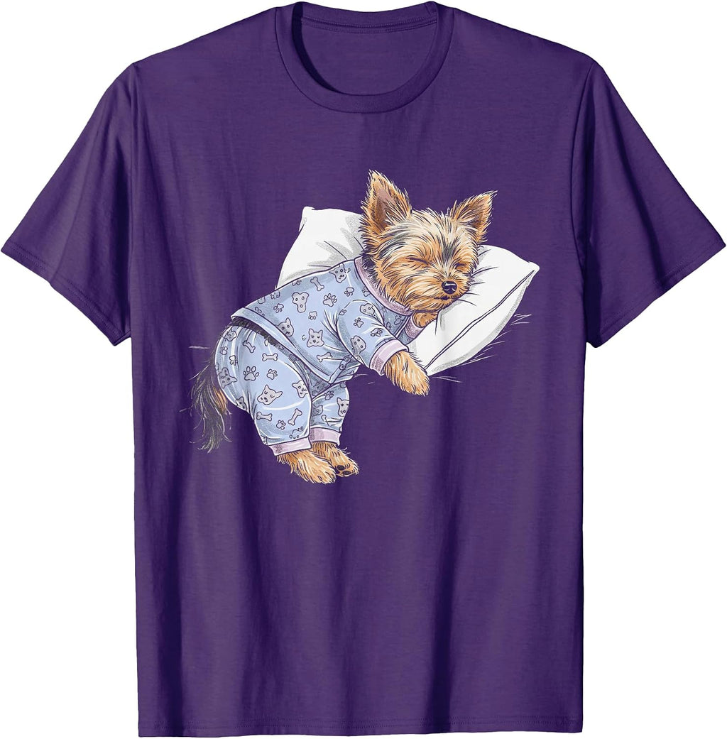 Funny Sleepy Yorkshire Terrier Pajama Men Women Kids Yorkie T-Shirt
