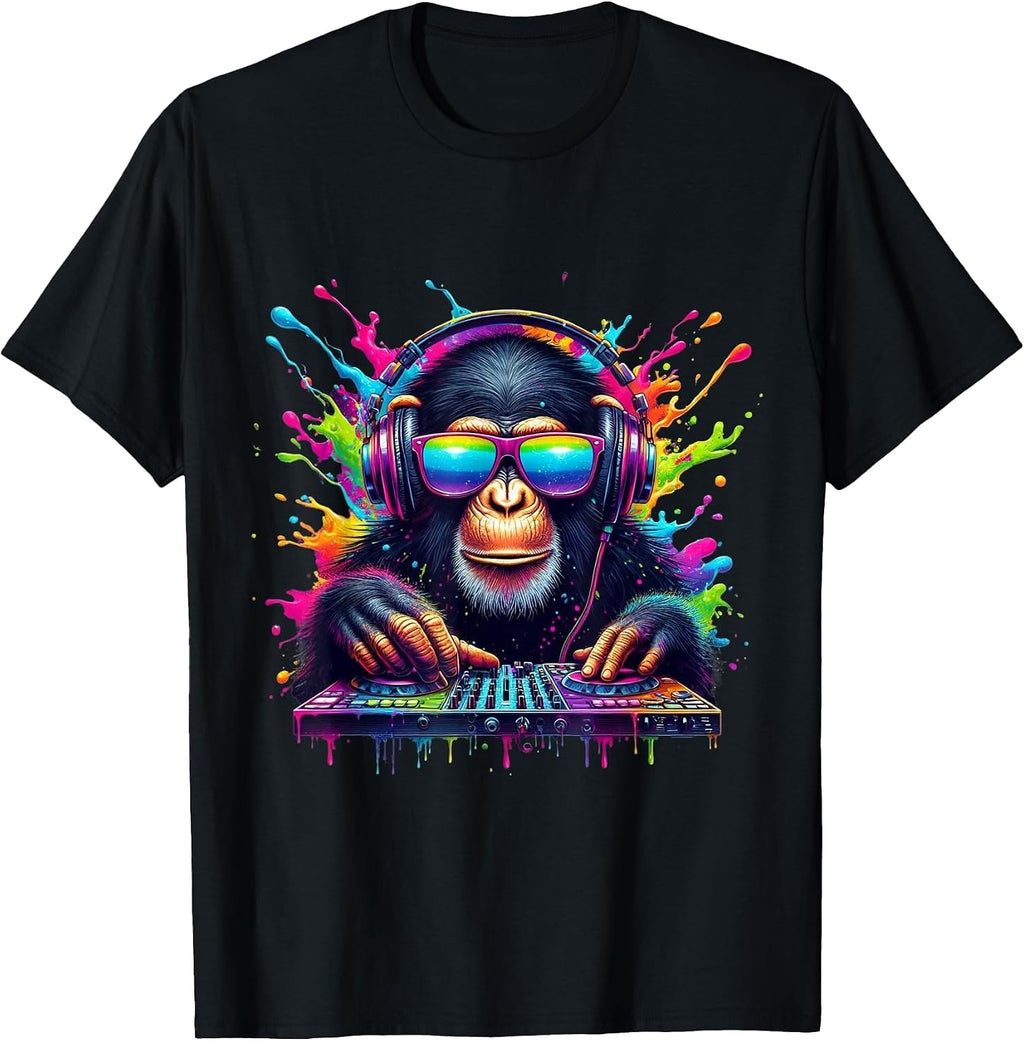 Colorful DJ Chimp Party Music Lover