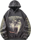 Men's Y2k Gothic Hoodie Retro Grunge Graphic Hooded Baggy Sweatshirts Streetwear Pullover