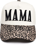 Women’s Mama Trucker Hat Trendy, Embroidered Adjustable Mom Baseball Cap, Two-Tone Ponytail Hat for Outfits