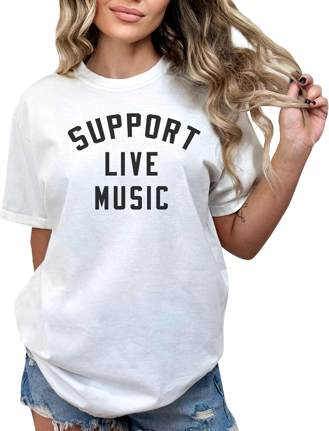Support Live Music Shirt Support Local Music Concert Festival Local Bands T-Shirt Casual Women Shirts