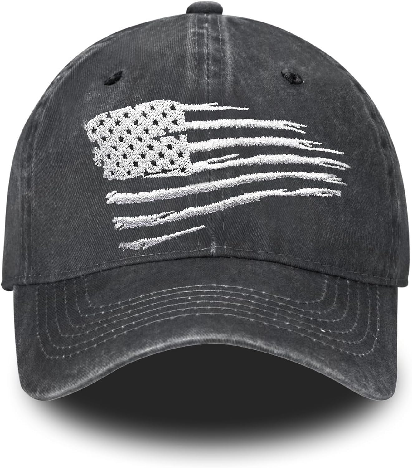 Embroidered Baseball Cap for Women Men Vintage Adjustable Washed Distressed Denim Baseball Hat