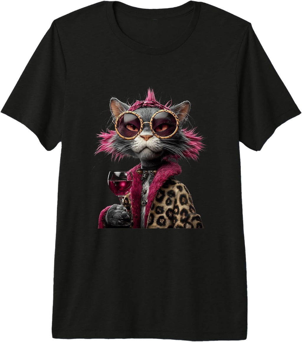 Cat Lover Glam Necklace Graphics Round Glasses