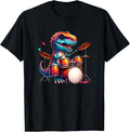 Cool T-Rex Dinosaur Drummer Music Band Design T-Shirt