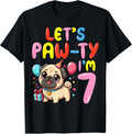 Let's Paw-Ty I'm 7 Puppy Dog Lover 7th Birthday Party Kids T-Shirt