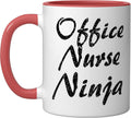 Office Nurse Tshirt Job Occupation Funny Work Title Ceramic Mug, Red/White