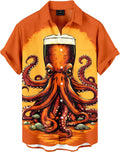 Men's Funny Novelty Print Button Down Shirt Quirky Cartoon Casual Hawaiian Party Shirt