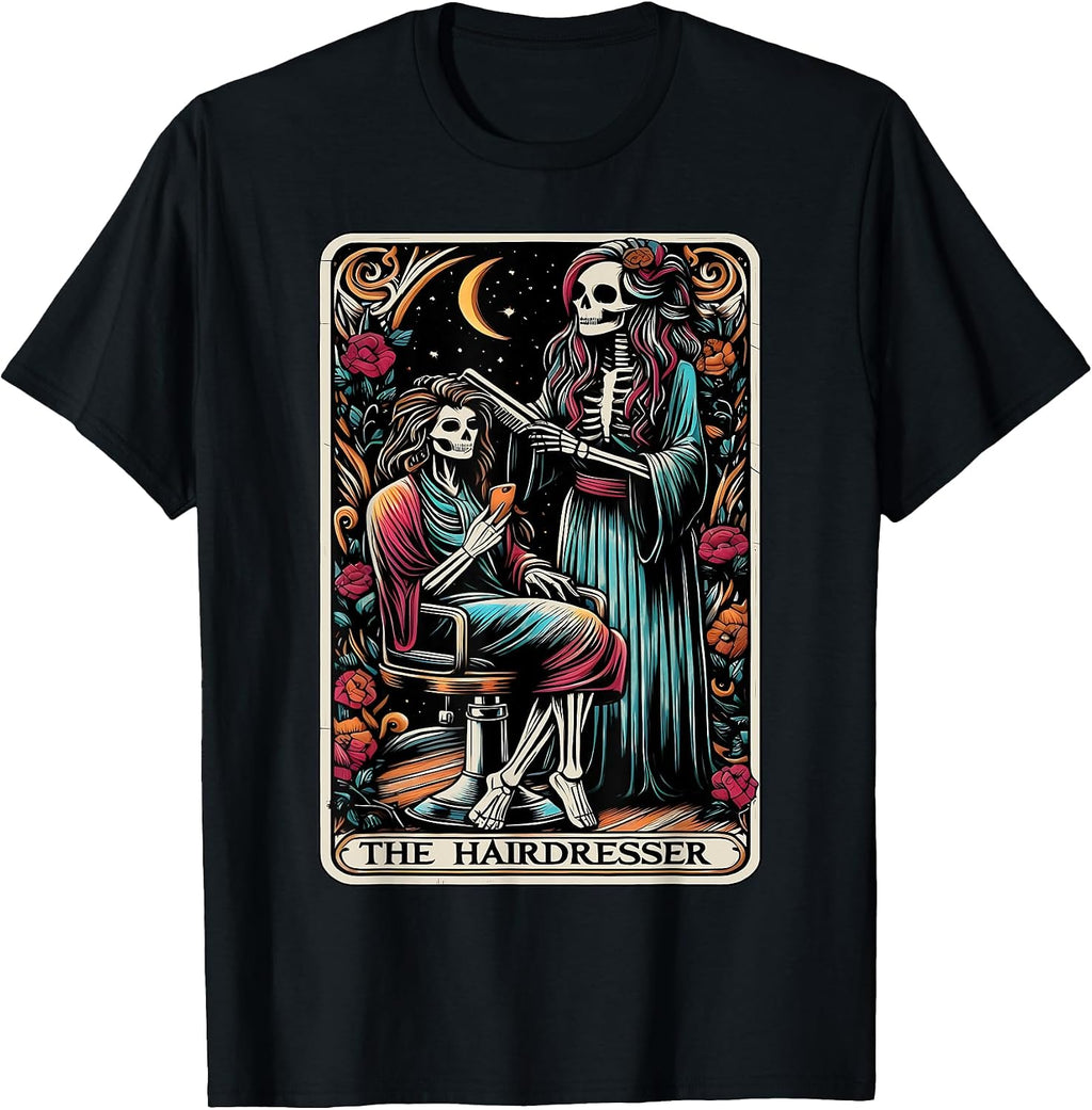 Skeleton Hairdresser Tarot Card Design Barber