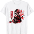 Samurai Girl Japanese Aesthetic Sakura Cherry Blossom Art T-Shirt