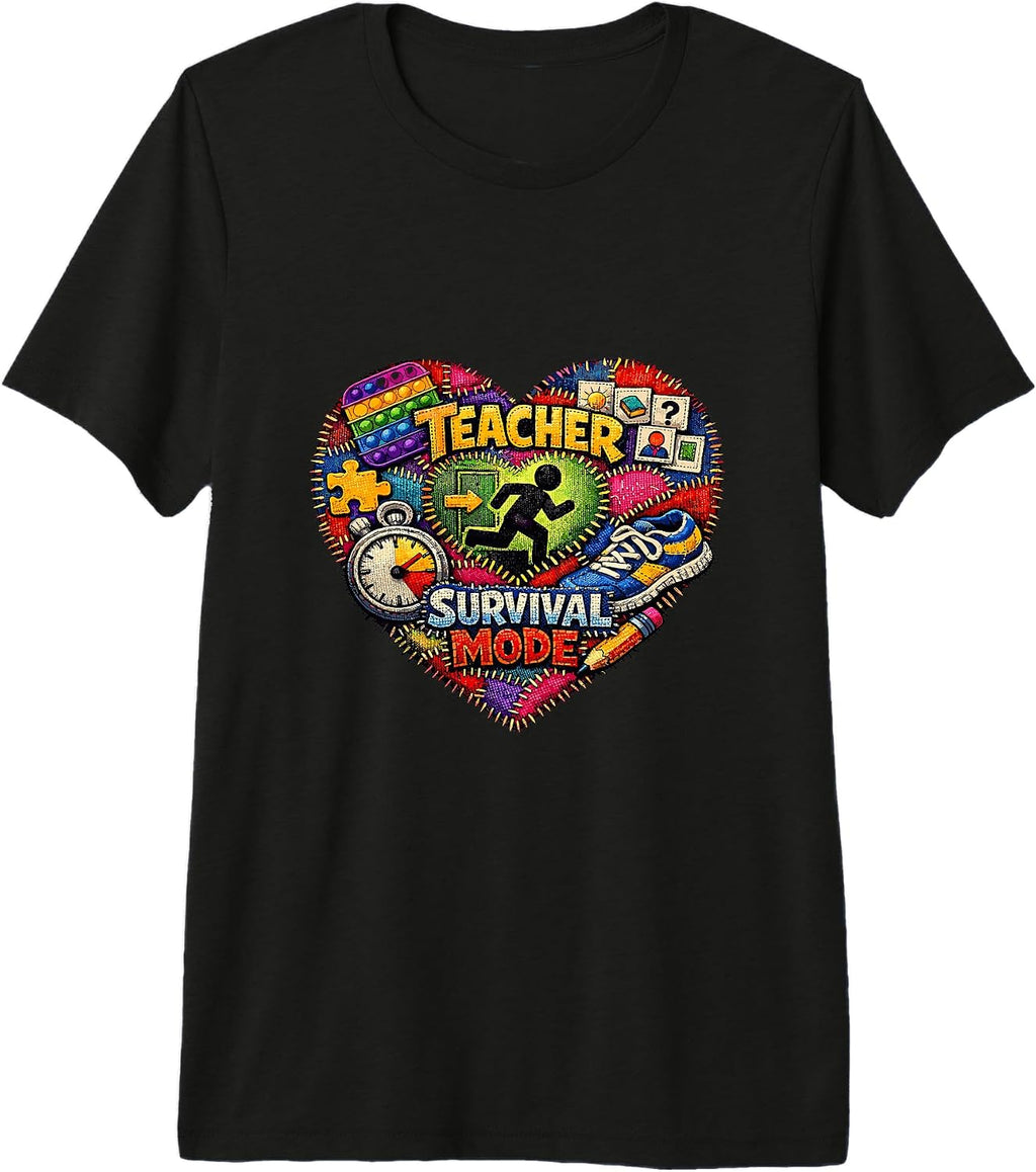 Teacher School Survival Mode Patchwork Heart