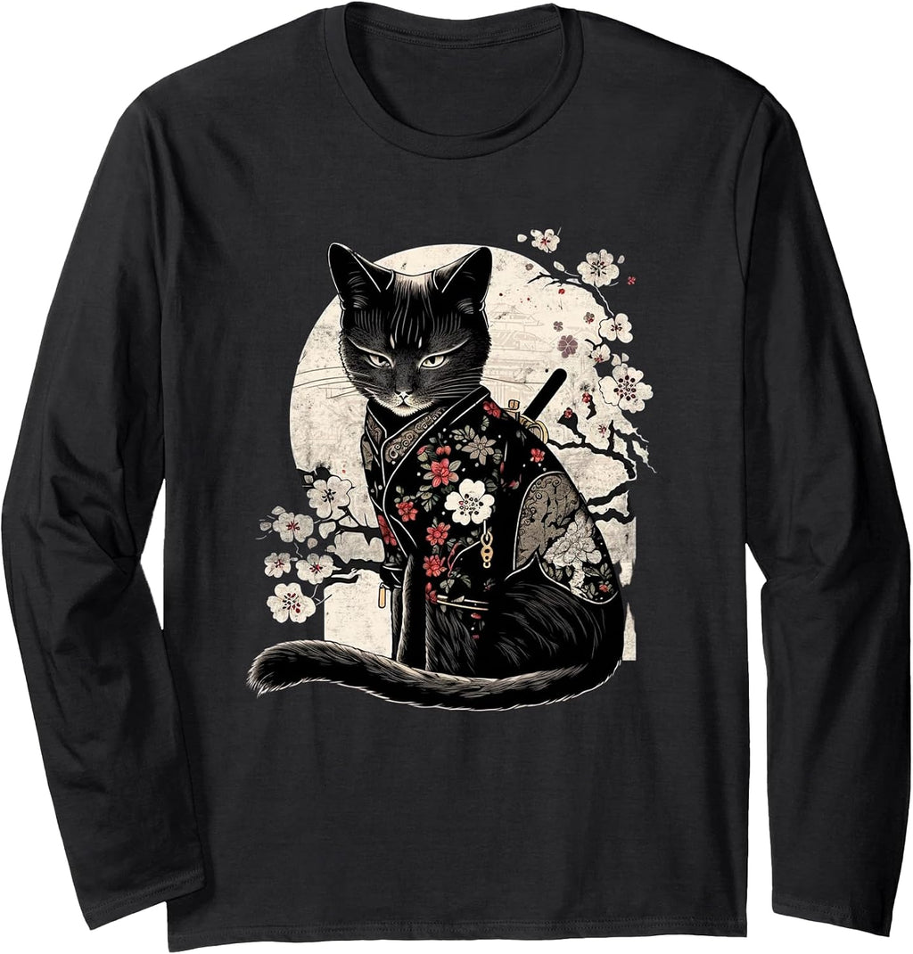 Retro Japanese Samurai Ninja Cat Kawaii Tattoo Co