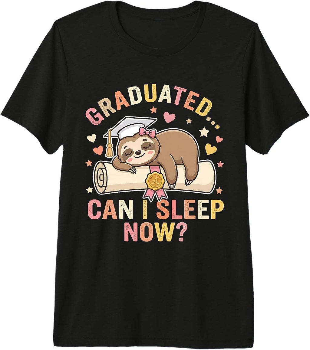 Funny Lazy Girl Graduation Sloth Class of 2026 tee