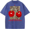Women's Oversized Graphic Tees Cherry T Shirts Washed Vintage Casual Summer Baggy Cotton Tops Cute Grunge Shirt