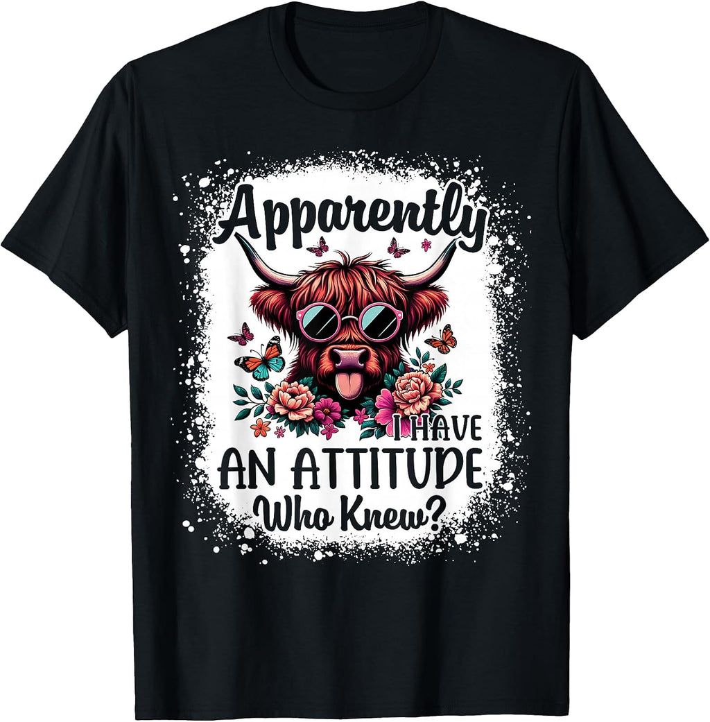 Apparently I Have an Attitude Who Knew Bleached Highland Cow T-Shirt
