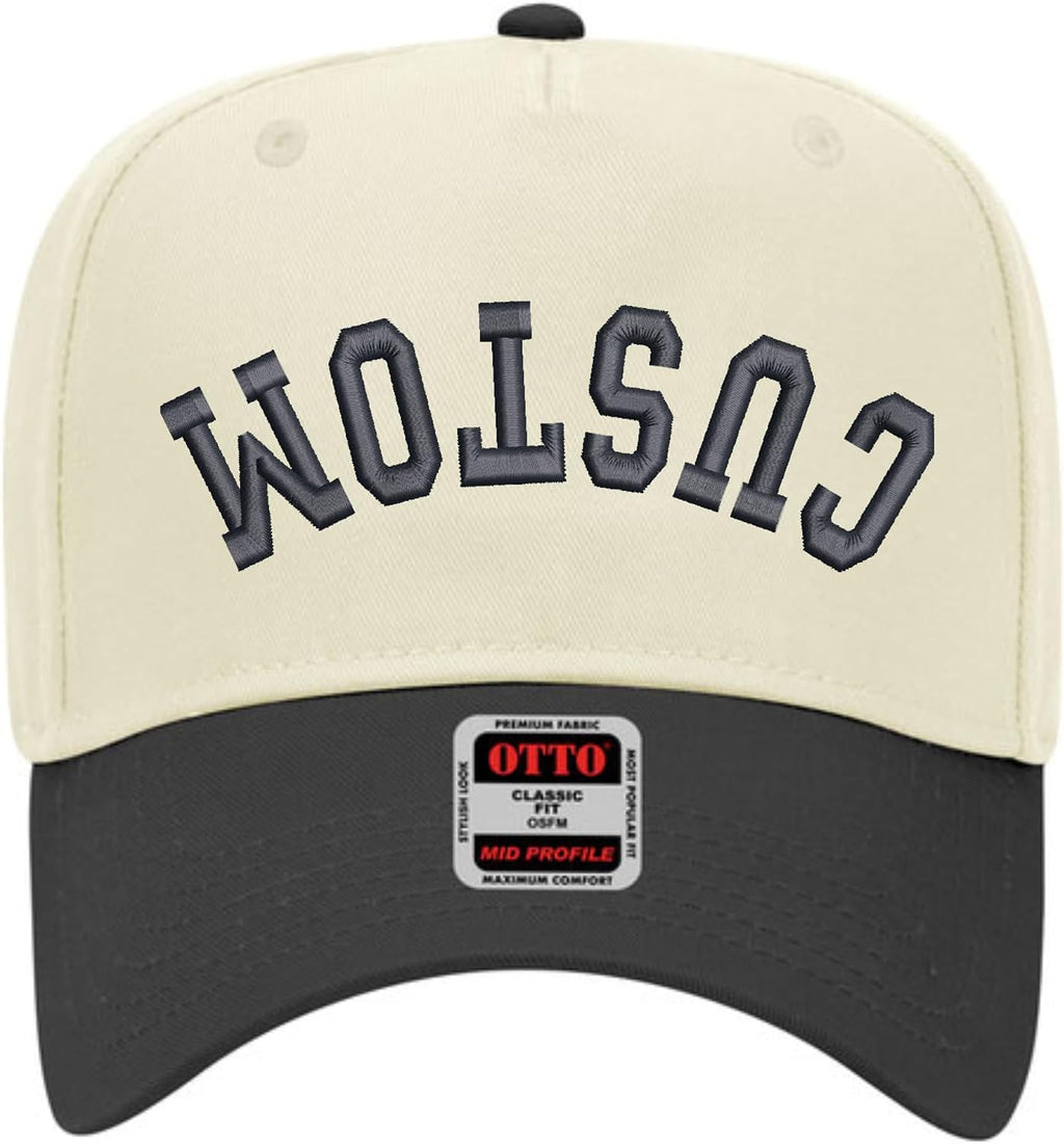 Custom Upside Down Text | Two Tone Trucker Hat | Unisex 5 Panel Adjustable Snapback | Personalized Trendy Embroidered Ballcap