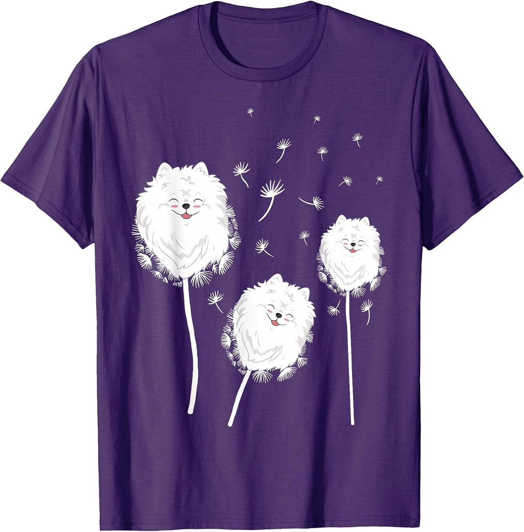 Pomeranian Dwarf Spitz Pom Dog Owner Dandelion Flower Men Women Girls Kids T-Shirt