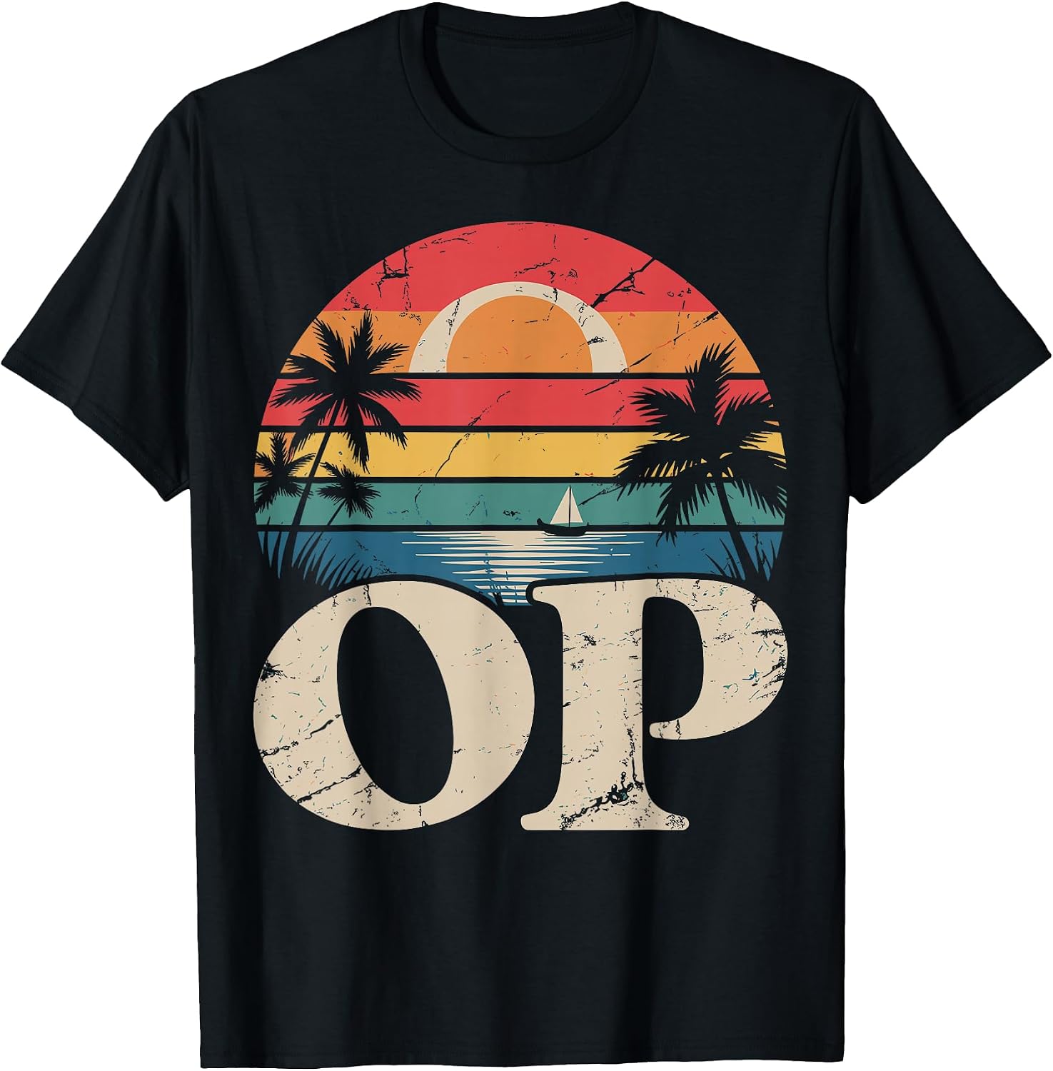 Op Ocean Vintage Pacific Beach Sun Palm Trees Retro T-Shirt