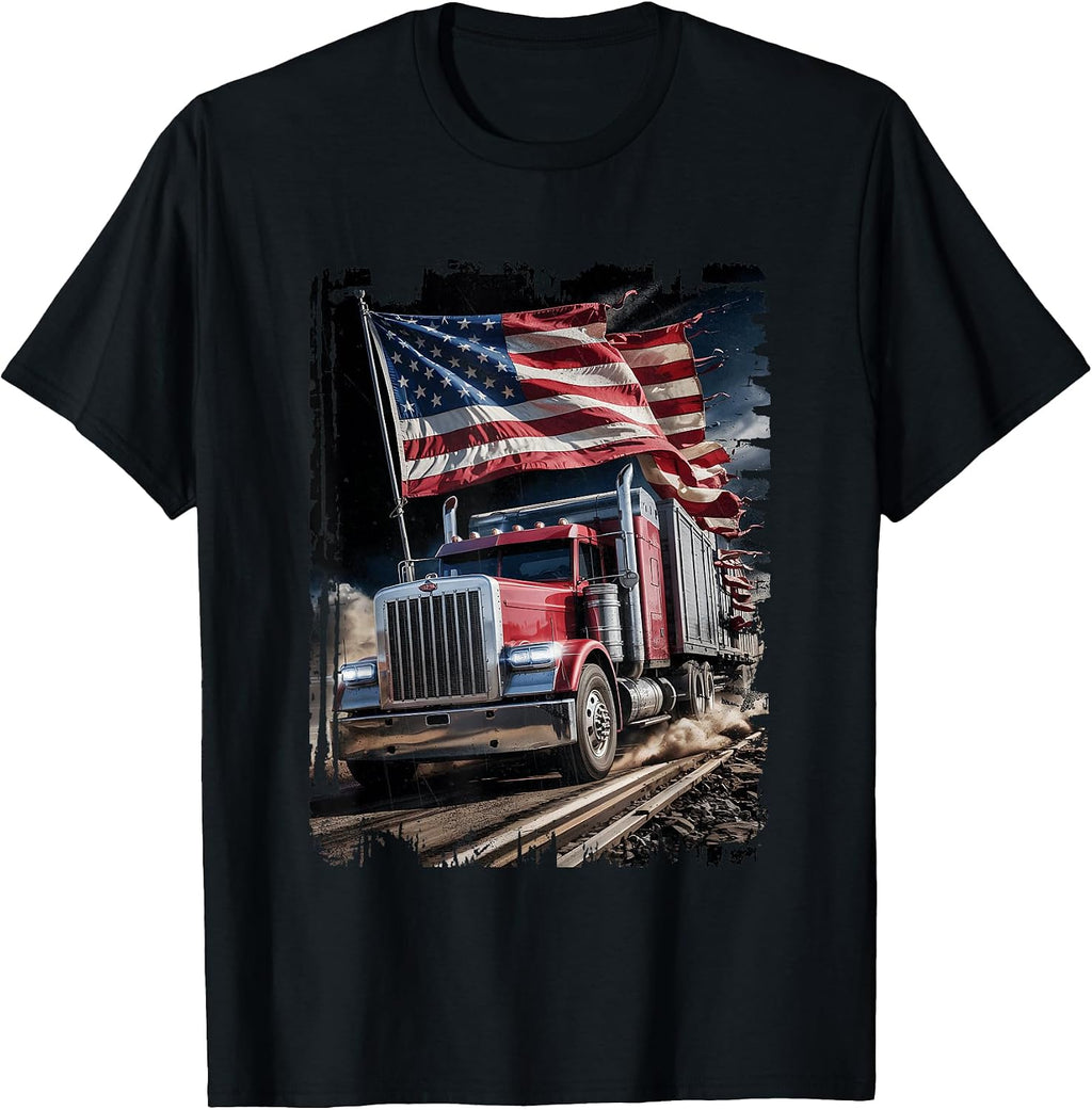 US American Flag Semi Truck Driver Trucker