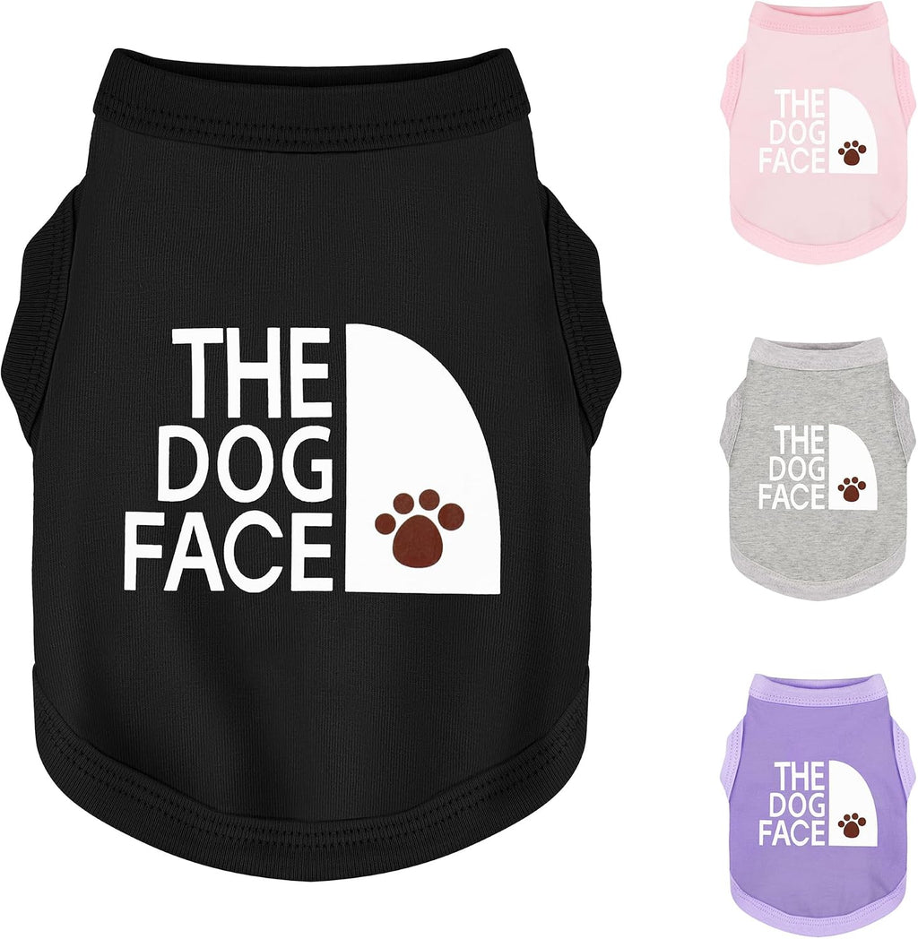 Personality Canine Attire: Soft, Lightweight Cotton Dog Clothes with 'The Dog Face' Print. Small and Medium Breeds, Perfect for Everyday Wear, Comfortable and Breathable Dog Shirt Black M