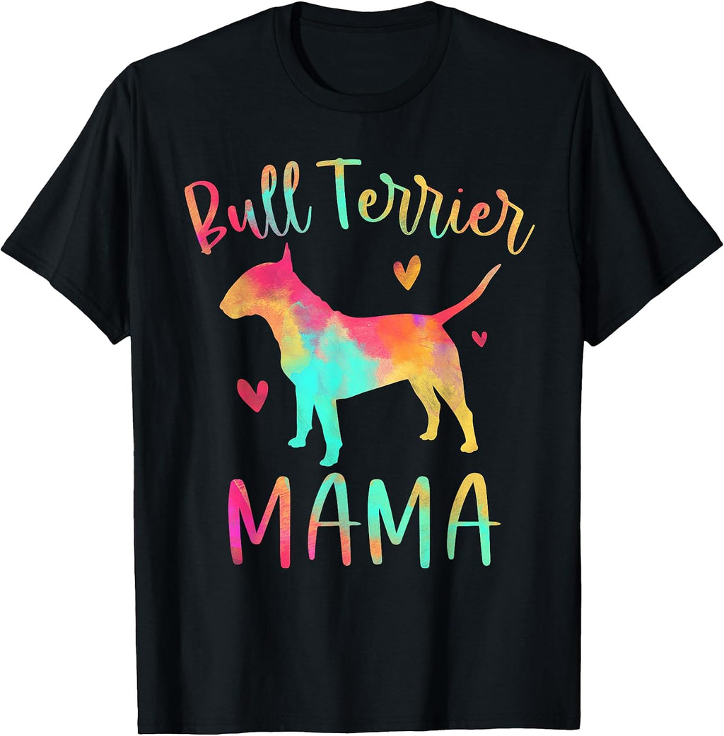 Bull Terrier Mama Colorful Bully Gifts Dog Mom T-Shirt for Men Women Girls Kids